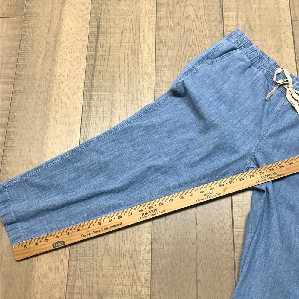 L.L. Bean Pants Womens Size 16P Blue Chinos Lakeswashed Pull on Chambray Ankle - Picture 9 of 10
